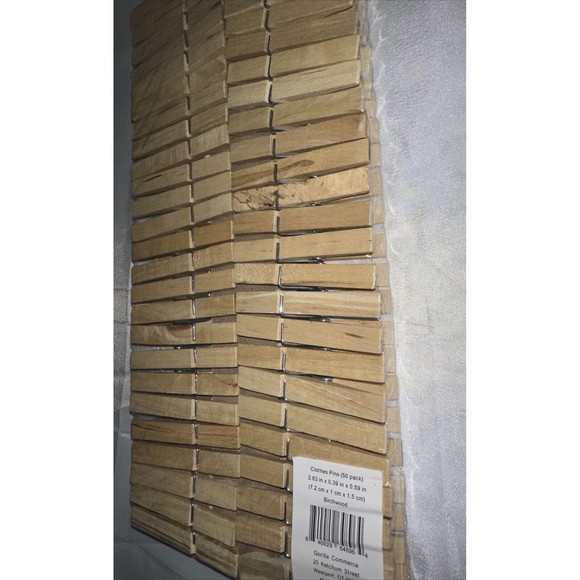 Home Genie Wooden Clothes Pins Birch Wood 50 Pack 2.83 Inch Rust Resistant - Picture 5 of 6